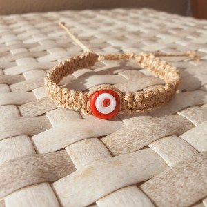 Kırmızı nazar boncuklu jüt bileklik