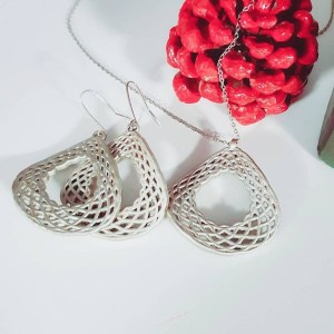 Hasır örgü desenli estetik küpe ve kolye seti