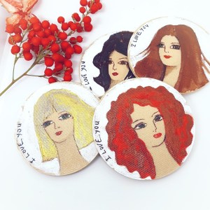 El boyaması benzersiz bardak altlığı seti (4lü)